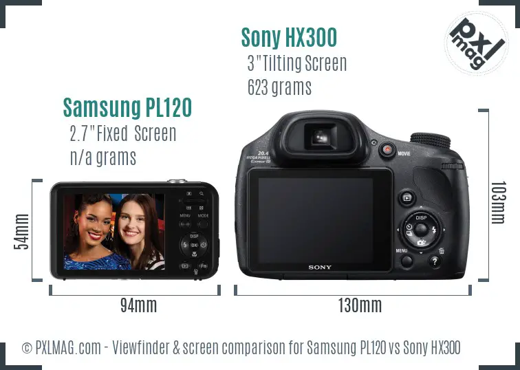 Samsung PL120 vs Sony HX300 Screen and Viewfinder comparison Samsung PL120 vs Sony HX300 Screen and Viewfinder comparison