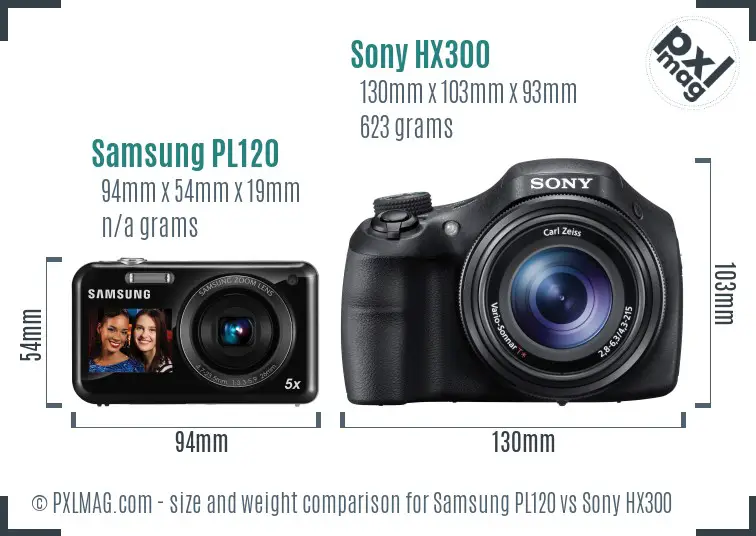 Samsung PL120 vs Sony HX300 size comparison Samsung PL120 vs Sony HX300 size comparison