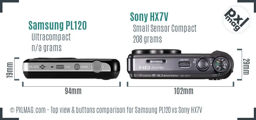 Samsung PL120 vs Sony HX7V top view buttons comparison