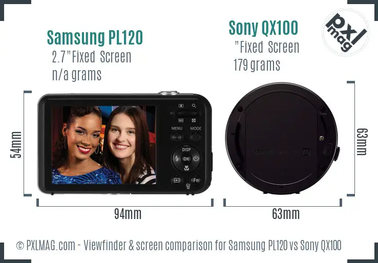 Samsung PL120 vs Sony QX100 Screen and Viewfinder comparison Samsung PL120 vs Sony QX100 Screen and Viewfinder comparison