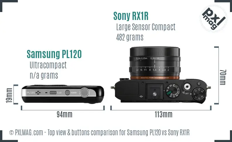 Samsung PL120 vs Sony RX1R top view buttons comparison