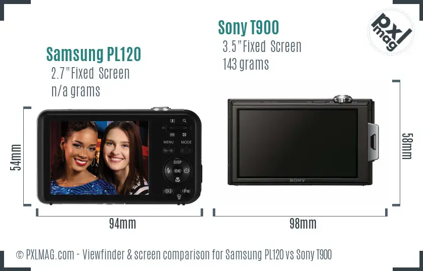 Samsung PL120 vs Sony T900 Screen and Viewfinder comparison