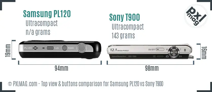 Samsung PL120 vs Sony T900 top view buttons comparison