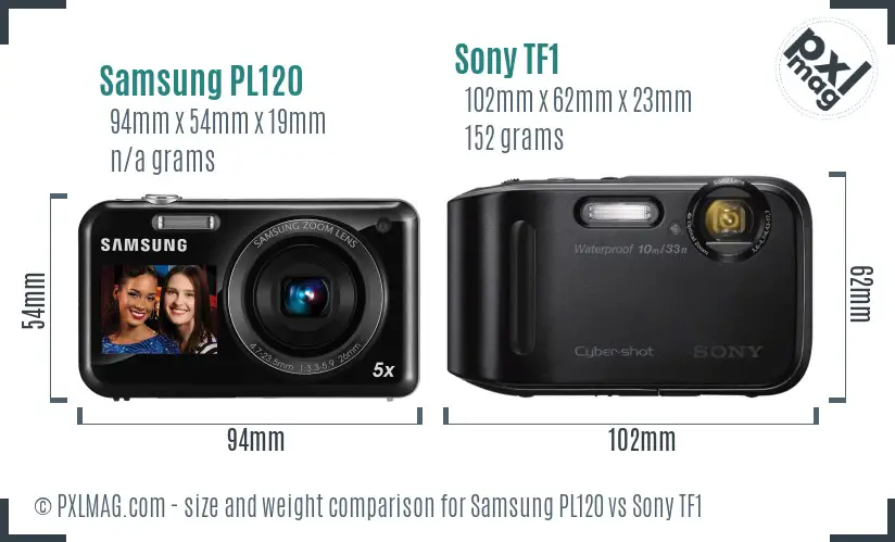 Samsung PL120 vs Sony TF1 size comparison