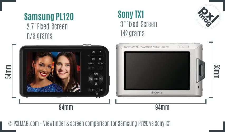 Samsung PL120 vs Sony TX1 Screen and Viewfinder comparison