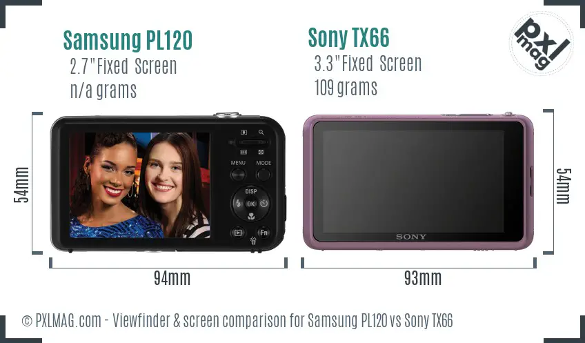 Samsung PL120 vs Sony TX66 Screen and Viewfinder comparison