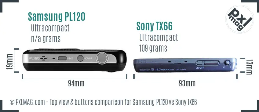 Samsung PL120 vs Sony TX66 top view buttons comparison