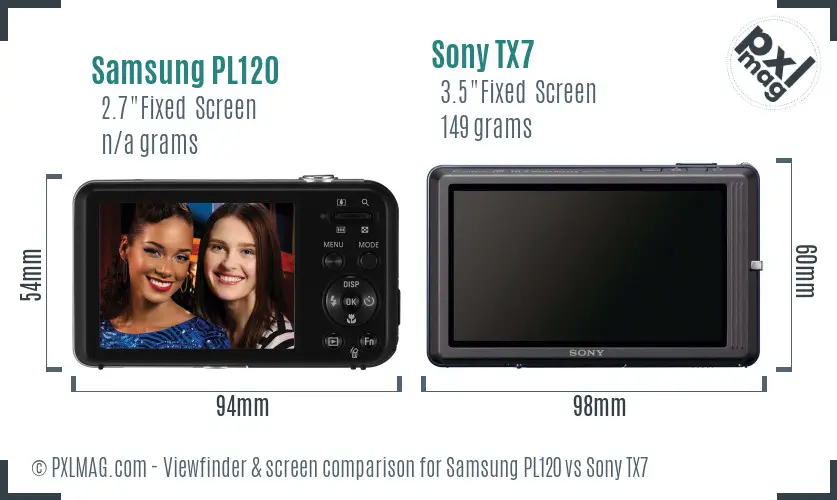 Samsung PL120 vs Sony TX7 Screen and Viewfinder comparison