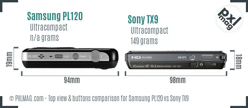 Samsung PL120 vs Sony TX9 top view buttons comparison