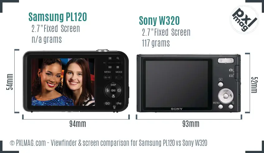 Samsung PL120 vs Sony W320 Screen and Viewfinder comparison