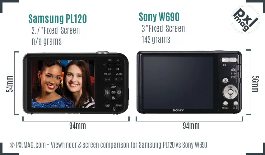Samsung PL120 vs Sony W690 Screen and Viewfinder comparison