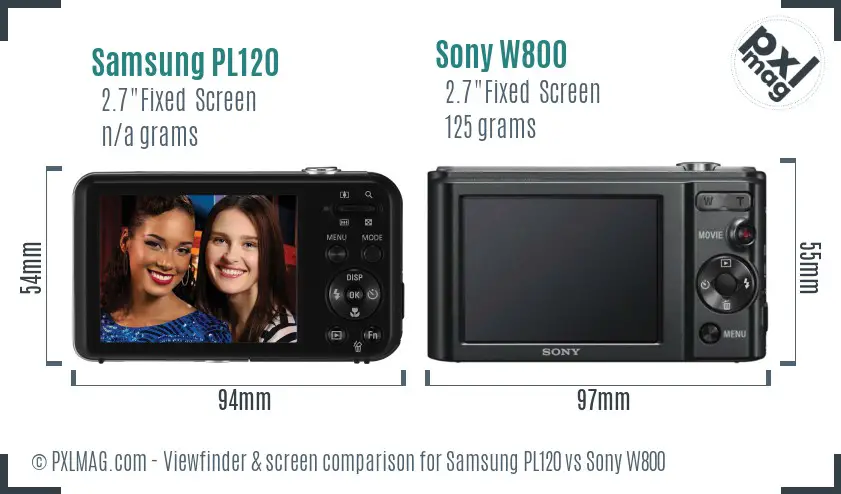 Samsung PL120 vs Sony W800 Screen and Viewfinder comparison