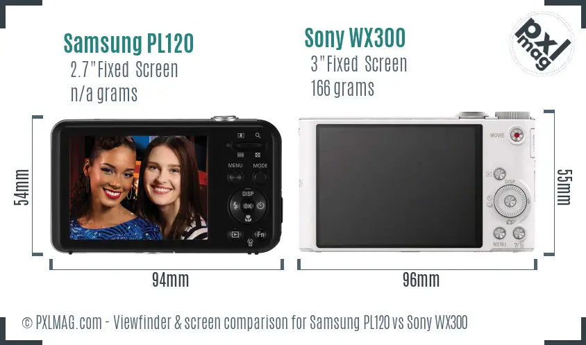 Samsung PL120 vs Sony WX300 Screen and Viewfinder comparison
