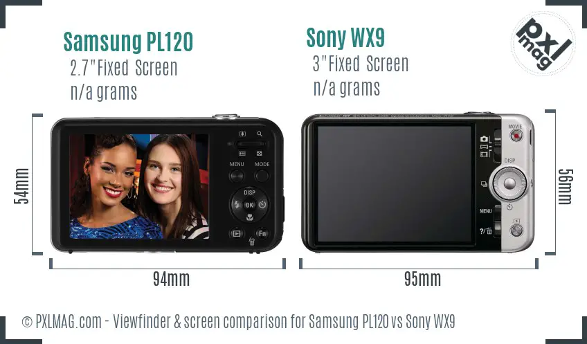 Samsung PL120 vs Sony WX9 Screen and Viewfinder comparison