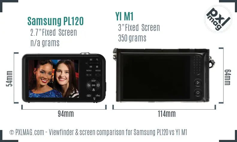 Samsung PL120 vs YI M1 Screen and Viewfinder comparison
