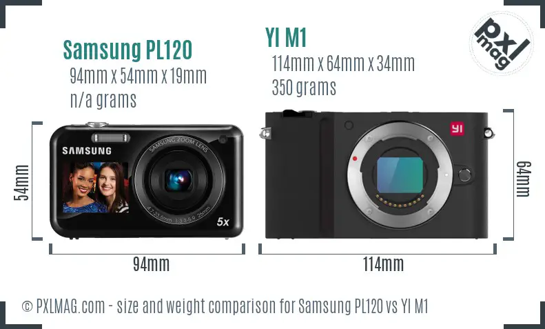 Samsung PL120 vs YI M1 size comparison