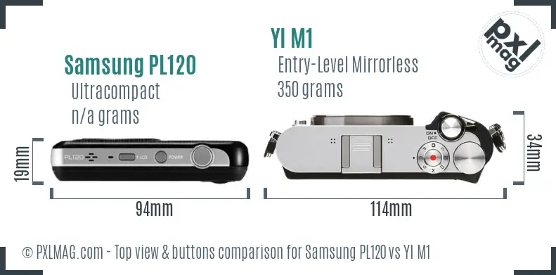 Samsung PL120 vs YI M1 top view buttons comparison