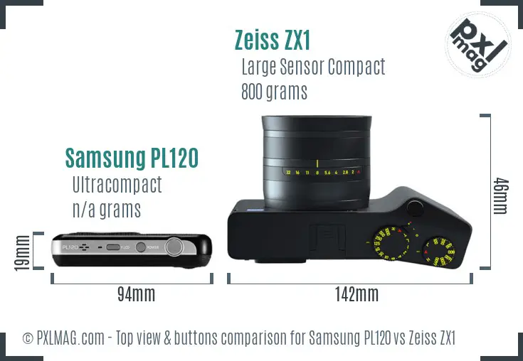 Samsung PL120 vs Zeiss ZX1 top view buttons comparison
