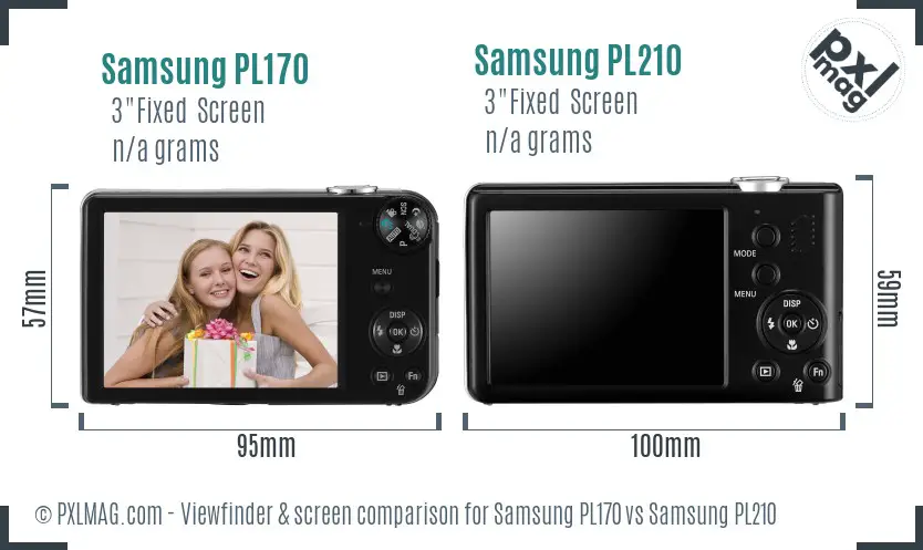 Samsung PL170 vs Samsung PL210 Screen and Viewfinder comparison