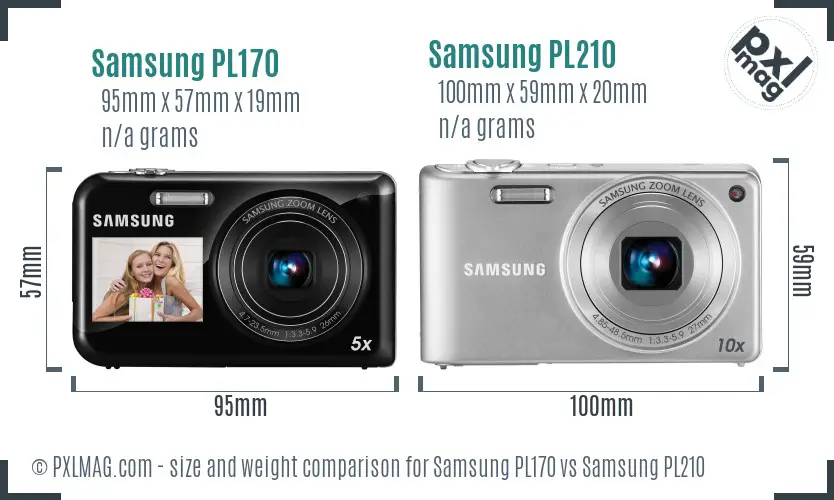 Samsung PL170 vs Samsung PL210 size comparison