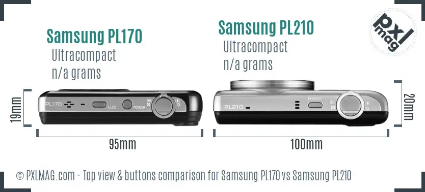 Samsung PL170 vs Samsung PL210 top view buttons comparison