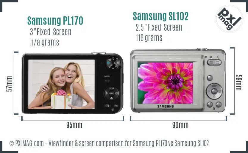 Samsung PL170 vs Samsung SL102 Screen and Viewfinder comparison