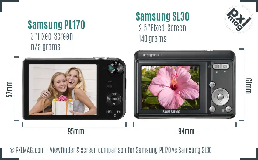Samsung PL170 vs Samsung SL30 Screen and Viewfinder comparison