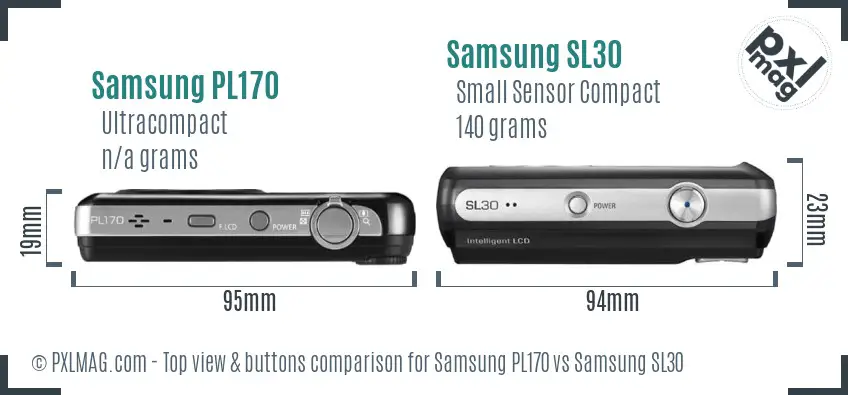 Samsung PL170 vs Samsung SL30 top view buttons comparison