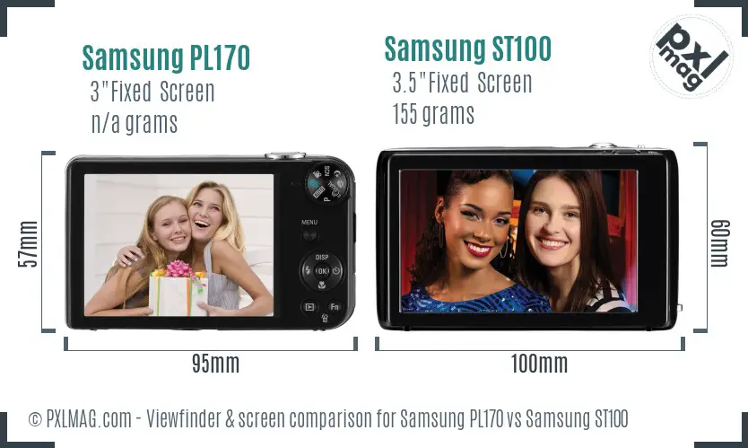 Samsung PL170 vs Samsung ST100 Screen and Viewfinder comparison
