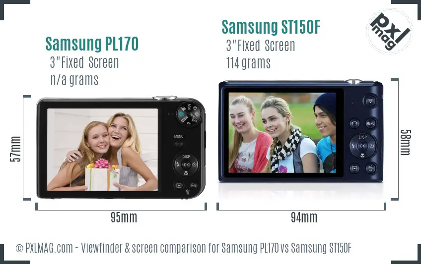 Samsung PL170 vs Samsung ST150F Screen and Viewfinder comparison