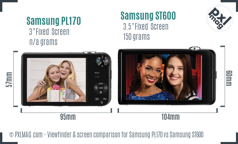 Samsung PL170 vs Samsung ST600 Screen and Viewfinder comparison