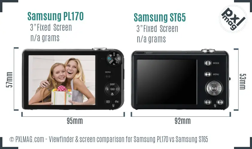 Samsung PL170 vs Samsung ST65 Screen and Viewfinder comparison