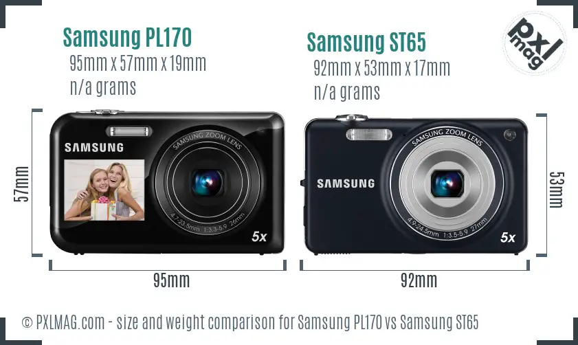 Samsung PL170 vs Samsung ST65 size comparison