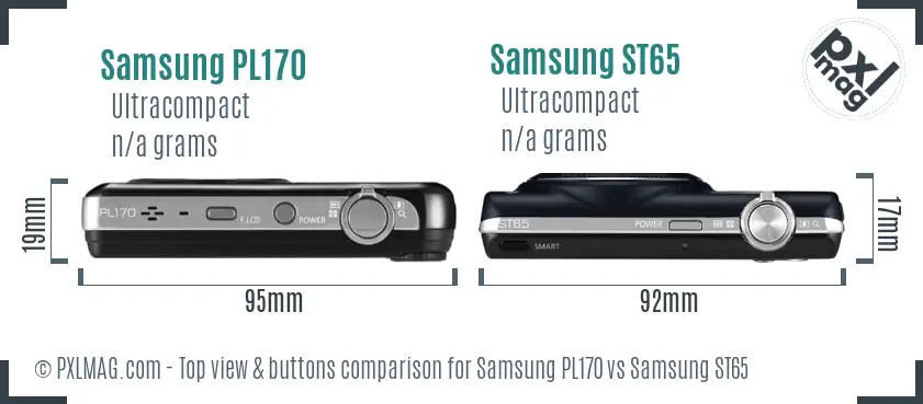 Samsung PL170 vs Samsung ST65 top view buttons comparison