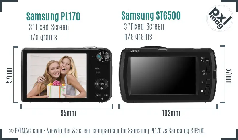 Samsung PL170 vs Samsung ST6500 Screen and Viewfinder comparison