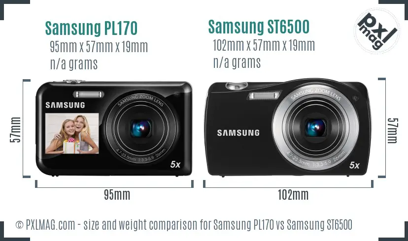 Samsung PL170 vs Samsung ST6500 size comparison