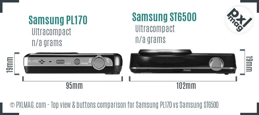 Samsung PL170 vs Samsung ST6500 top view buttons comparison