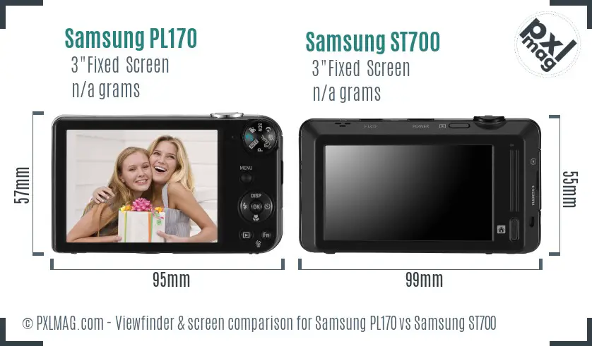 Samsung PL170 vs Samsung ST700 Screen and Viewfinder comparison