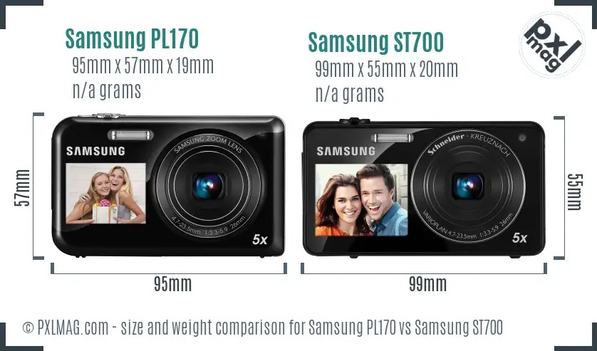 Samsung PL170 vs Samsung ST700 size comparison