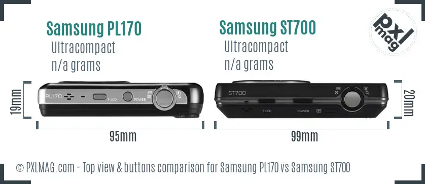 Samsung PL170 vs Samsung ST700 top view buttons comparison
