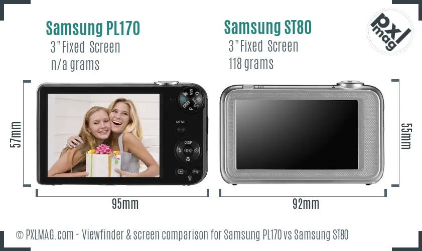 Samsung PL170 vs Samsung ST80 Screen and Viewfinder comparison