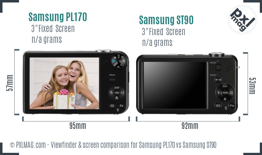 Samsung PL170 vs Samsung ST90 Screen and Viewfinder comparison