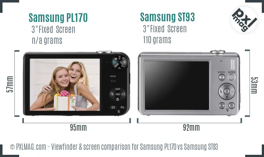 Samsung PL170 vs Samsung ST93 Screen and Viewfinder comparison