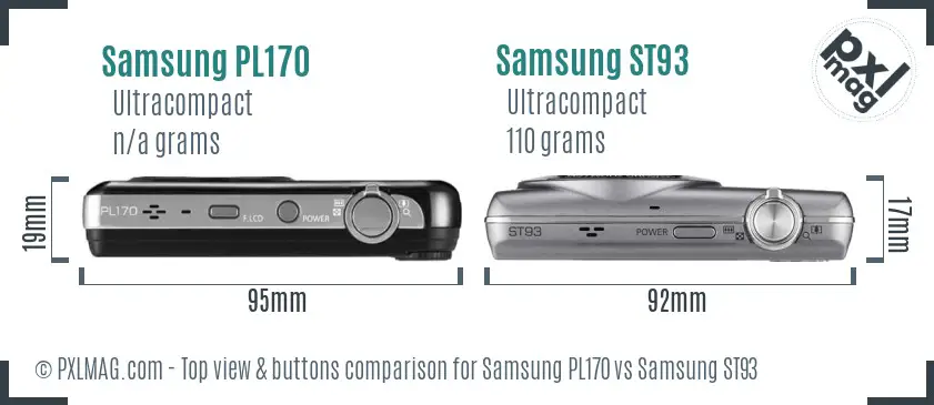Samsung PL170 vs Samsung ST93 top view buttons comparison