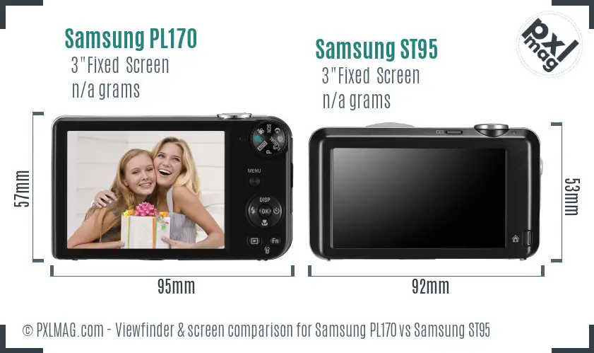 Samsung PL170 vs Samsung ST95 Screen and Viewfinder comparison