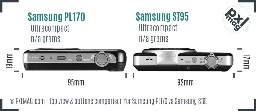 Samsung PL170 vs Samsung ST95 top view buttons comparison
