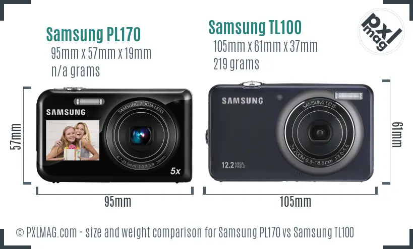 Samsung PL170 vs Samsung TL100 size comparison Samsung PL170 vs Samsung TL100 size comparison