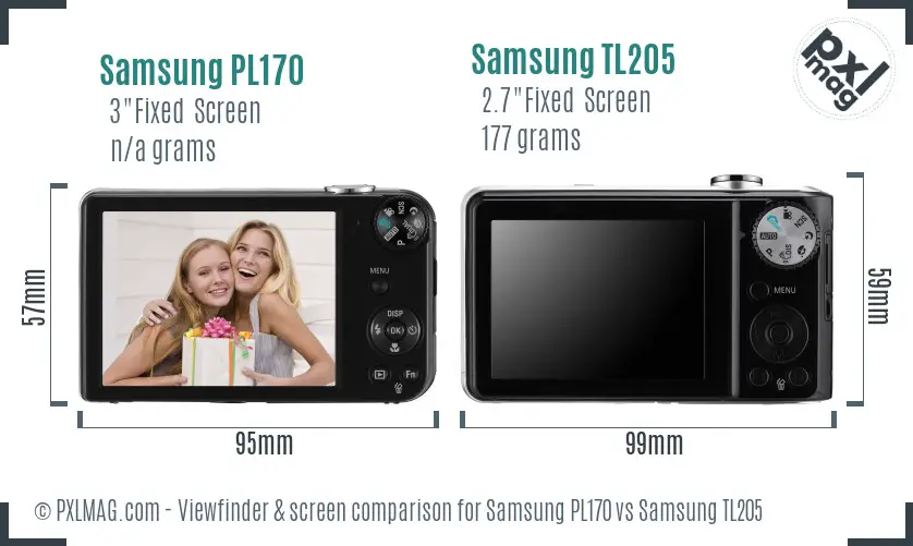 Samsung PL170 vs Samsung TL205 Screen and Viewfinder comparison