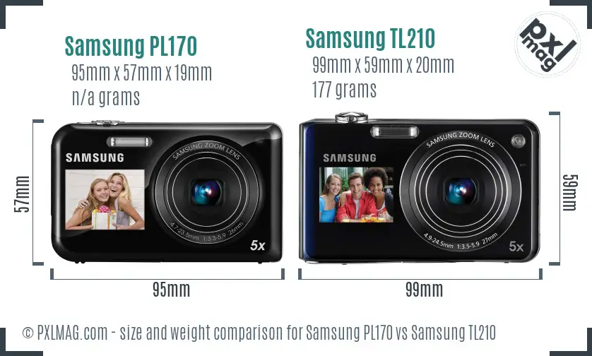 Samsung PL170 vs Samsung TL210 size comparison