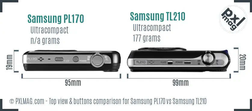 Samsung PL170 vs Samsung TL210 top view buttons comparison